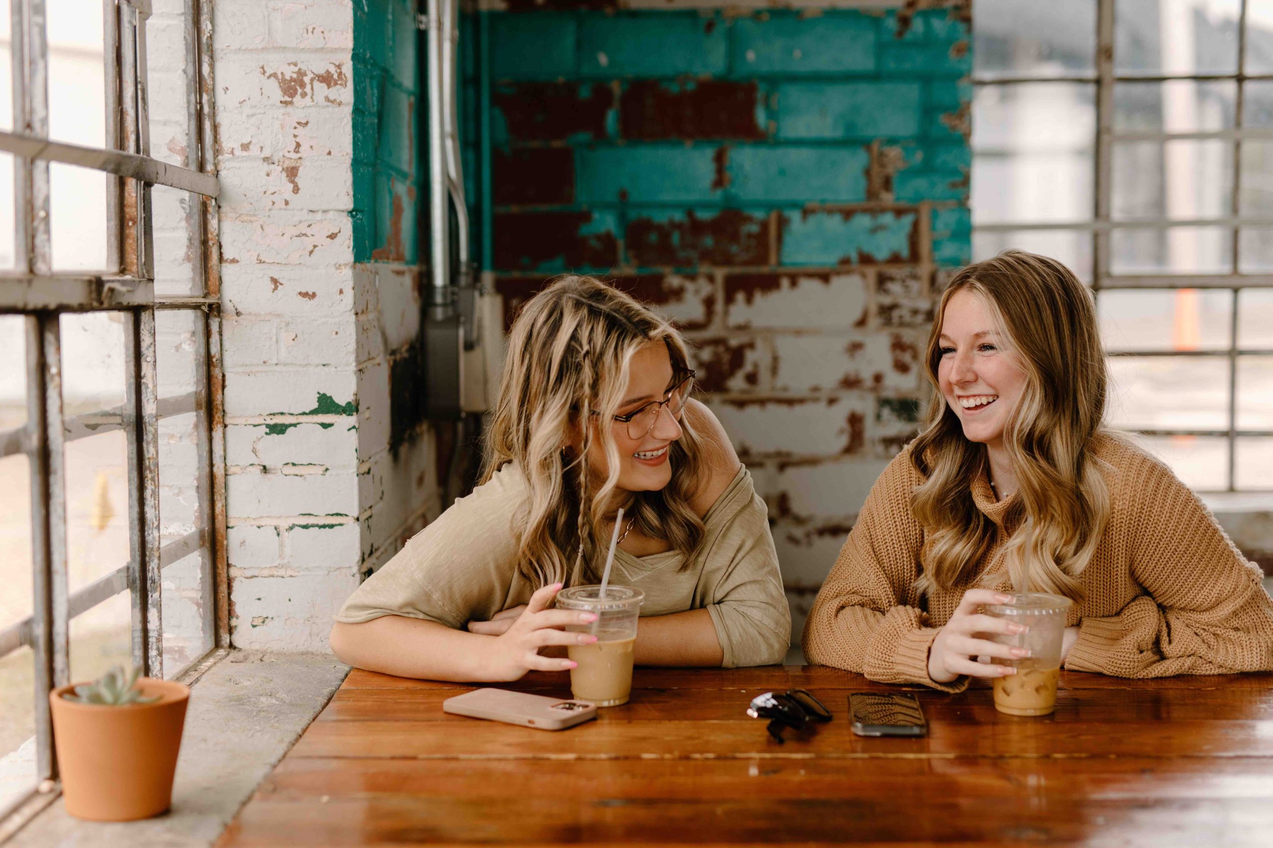 Two women laughing