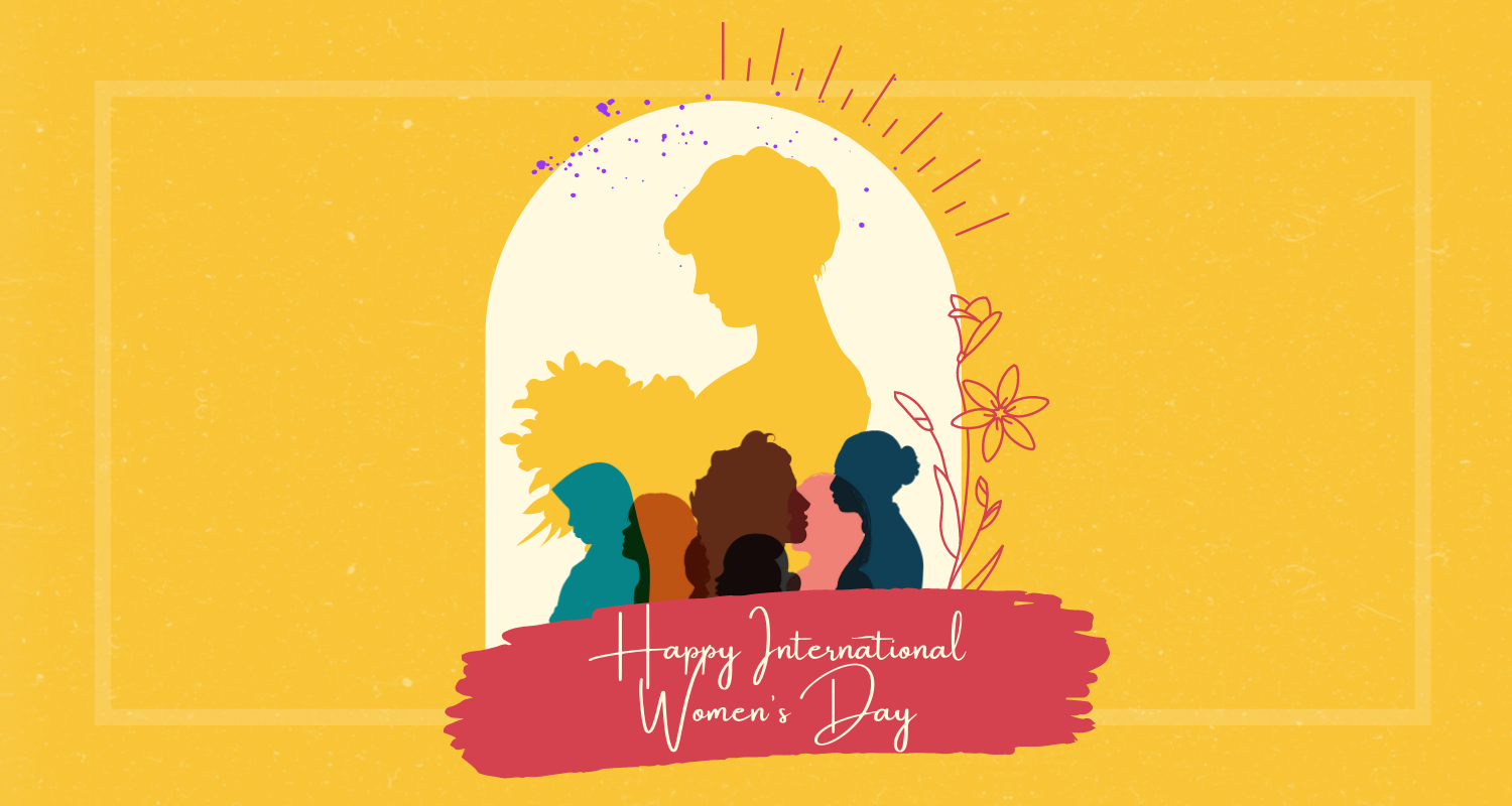 Silhouette of women with a text header that says "Happy International Women's Day"